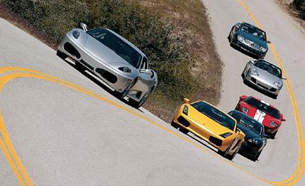 Aston Martin DB9 vs. Ferrari F430, Ford GT, Lamborghini Gallardo, M-B SL65 AMG, Porsche 911 Turbo S Cabriolet