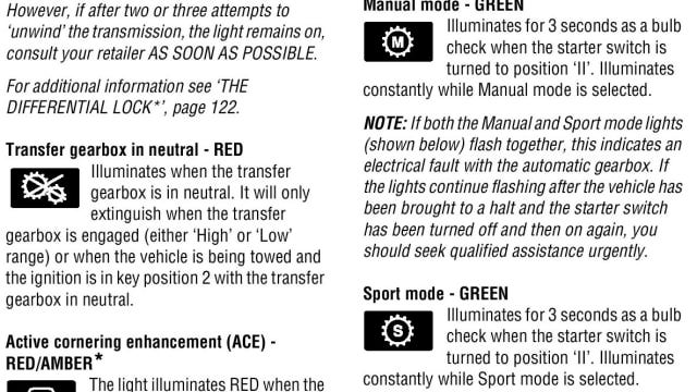 M S warning lights