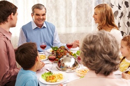 Family having Thanksgiving dinner