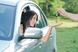 Youthful driver in vehicle