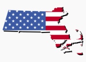 United States flag shaped as Massachusetts
