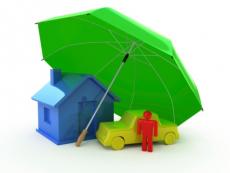 Home and car under umbrella