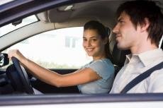 Young couple in car