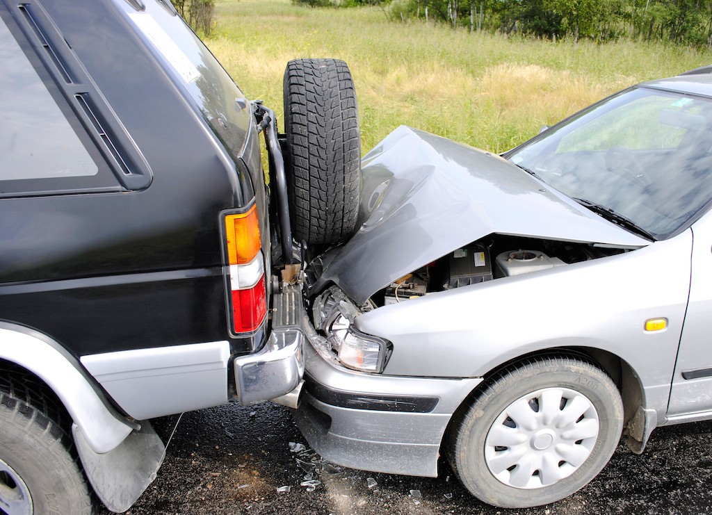 Accident of two cars on a highway