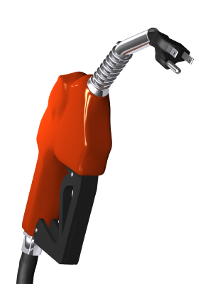electric car plug coming out of a gas pump
