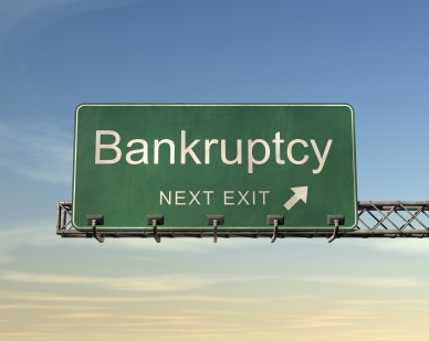 bankruptcy road sign