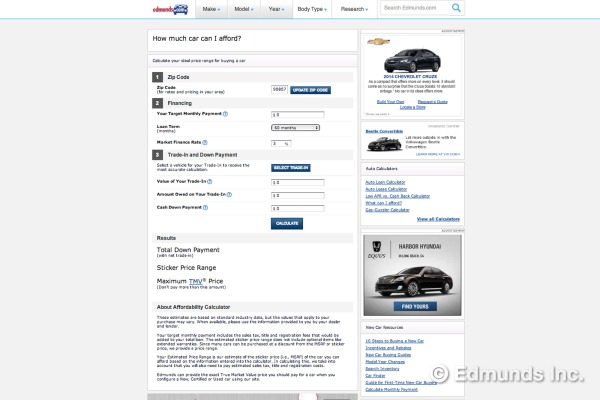 Edmunds.com Affordability Calculator
