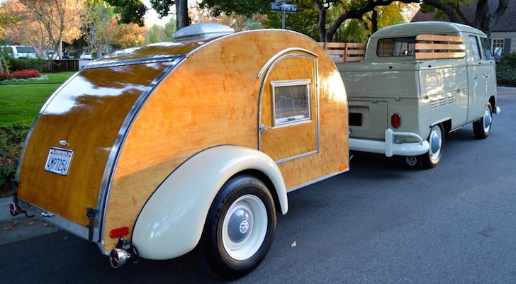 Beautiful-teardrop-camper-and-VW-Double-Cab