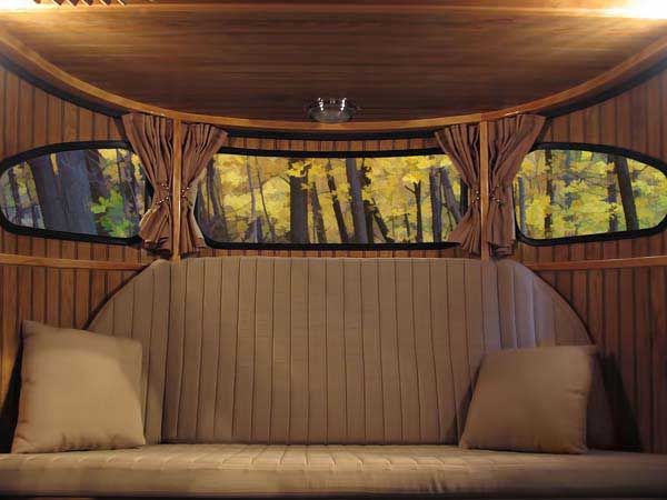 The couch in the Raindrop converts into two bunk beds.
