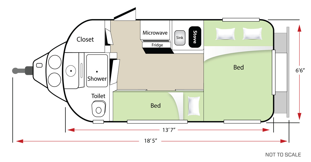 Standard floor plan in sleep mode.