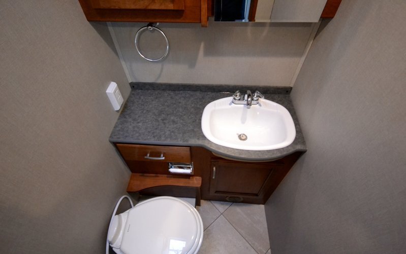 The Trek has a split bathroom 