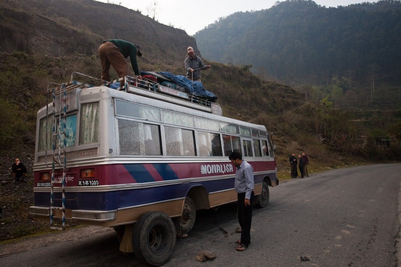 Our bus, two flat tires, two flat spares