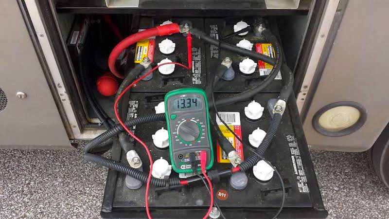 four house batteries in series parallel in RV