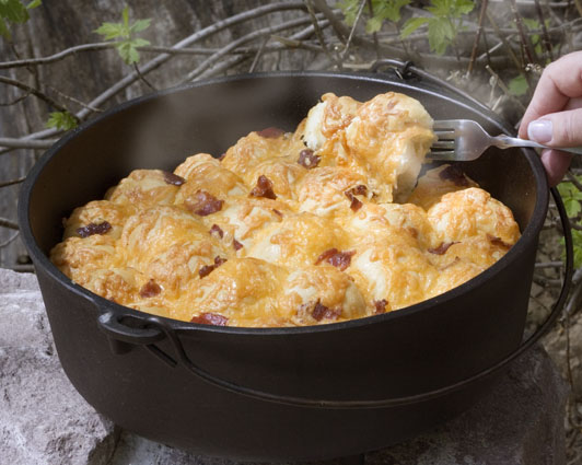 Dutch Oven Bacon Cheese PullAparts