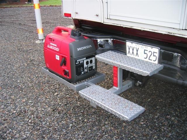 External-generator-rack-on-a-truck-camper
