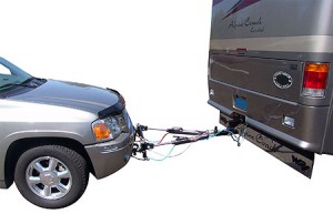 Rv towing an SUV