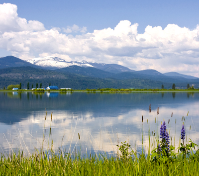 Pend Oreille River Reflection of Clouds, Selkirk Mountains