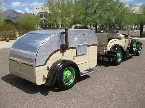 Ford-Model-A-Roadster-with-Teardrop-Camper