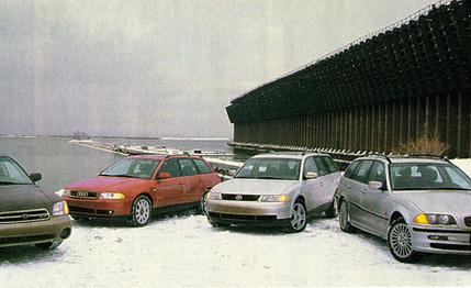 Subaru Outback H6-3.0 VDC vs. VW Passat GLX V-6 4Motion, BMW 325xi Sport Wagon, Audi A4 1.8T Avant Quattro