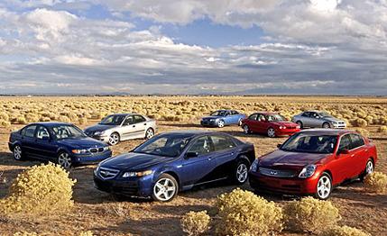 2004 Acura TL vs. Audi A4, BMW 325i, Infiniti G35, Jaguar X-type, Lexus IS300, Saab 9-3