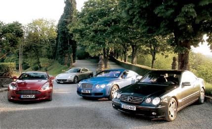 2005 Aston Martin DB9 vs. Bentley Continental GT, Ferrari 612 Scaglietti F1, M-B CL600