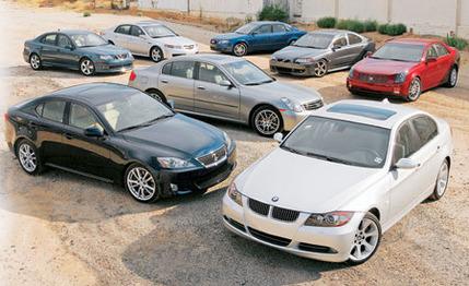 2005 Acura TL vs. 2005 Audi A4, 2006 BMW 330i, and Five More Entry-Luxury Sedans