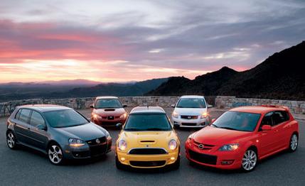 2007 VW GTI vs. Subaru Impreza WRX TR, Mini Cooper S, Nissan Sentra SE-R Spec V, Mazdaspeed 3 Grand Touring