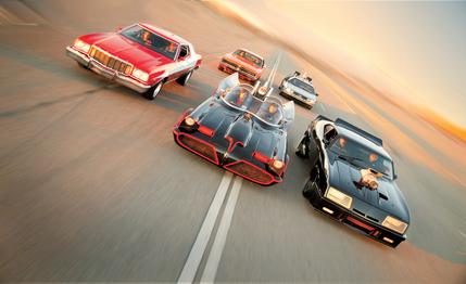 Batmobile vs. Starsky & Hutch Gran Torino, Back to the Future De Lorean Time Machine, Mad Max Falcon Interceptor, General Lee Charger