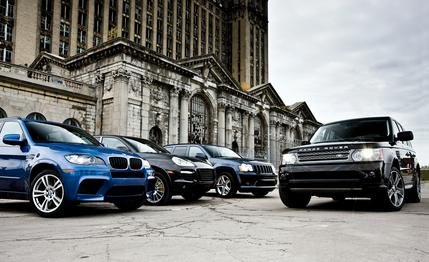 2010 BMW X5 M vs. 2009 Jeep Grand Cherokee SRT8, 2010 Land Rover Range Rover Sport Supercharged, 2009 Porsche Cayenne Turbo S