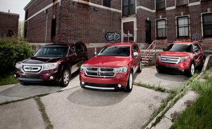 2011 Dodge Durango Crew AWD vs. 2011 Ford Explorer XLT 4WD, 2011 Honda Pilot Touring 4WD