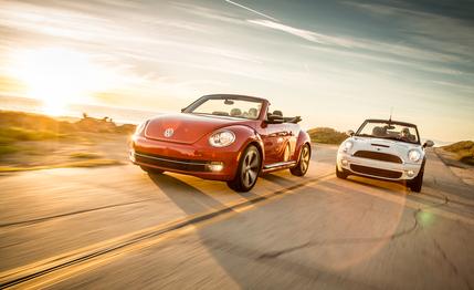 2013 Volkswagen Beetle Turbo Convertible vs. 2013 Mini Cooper S Convertible