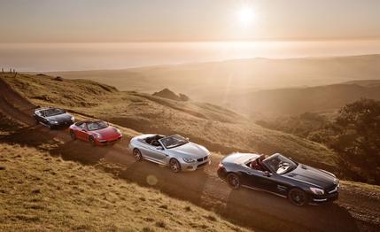 2013 BMW M6 Convertible vs. 2013 Jaguar XKR-S Convertible, 2013 Mercedes-Benz SL63 AMG, and 2013 Porsche 911 Carrera S Cabriolet