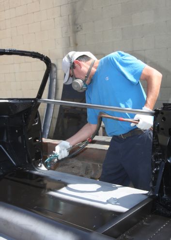 1961 Ford Sunliner Spraying Inside With Matte Black Epoxy