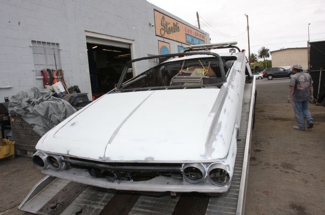 1961 Ford Sunliner In Paintbooth