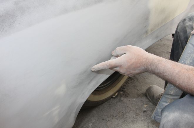 1961 Ford Sunliner Primer Sanded Through To Filler