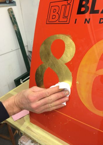 Project Notso Special Door Panel Wiping Clean Gold Leaf Number