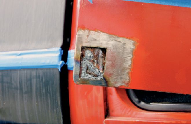 Chevrolet C10 Door Inner Rust Damage Chipped Away With Body Hammer