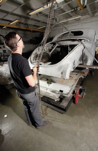 1940 Ford Coupe Body Lifting With Chain Fall Hoist