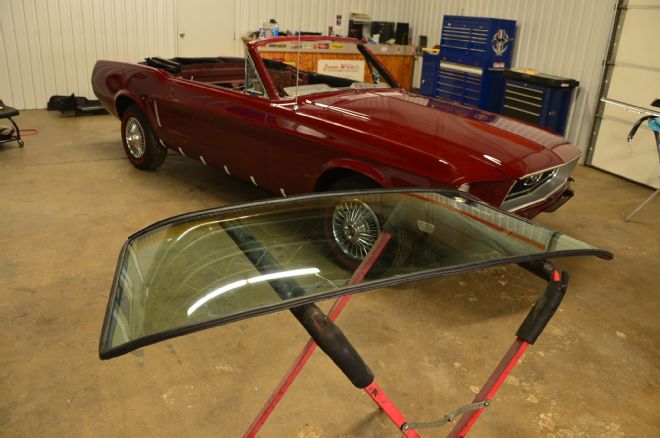 1968 Ford Mustang Convertible Project Windshield Install 01 Replacement