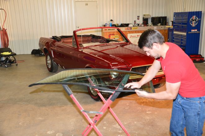 1968 Ford Mustang Convertible Project Windshield Install 02 Gasket Channels