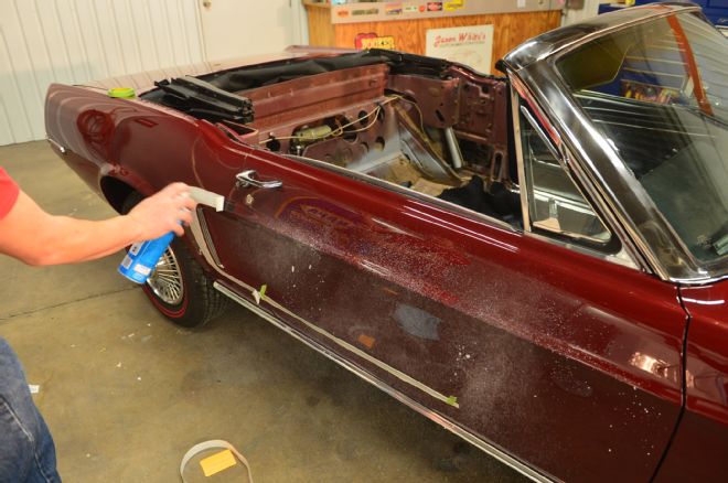 1968 Ford Mustang Convertible Project C Stripe Install 04 Peel