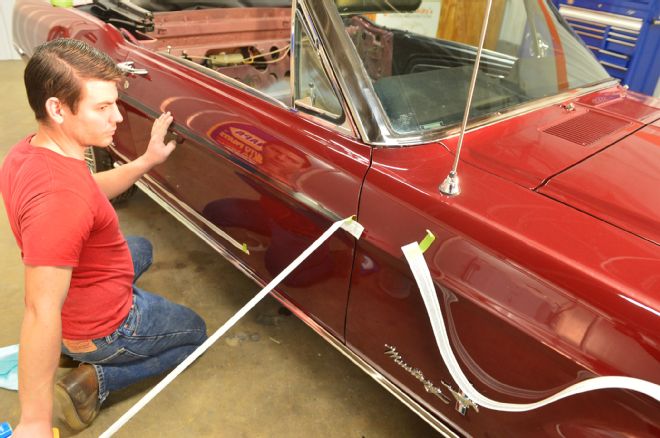 1968 Ford Mustang Convertible Project C Stripe Install 07 Repeat