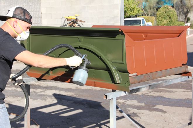 Spray Painting Ford Model A Bed Side