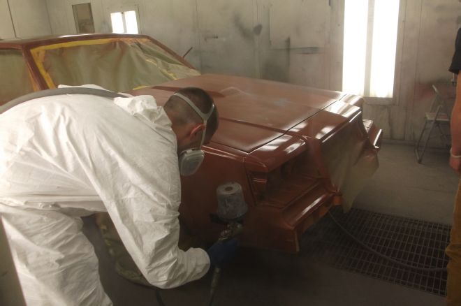 1983 Buick Regal Spraying With Eastwoods Urethane Clear