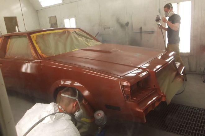 1983 Buick Regal Spraying With Eastwoods Urethane Clear