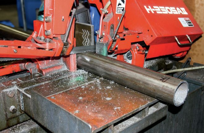 Currie Rearend Axle Tube Being Cut To Length From Steel Tubing