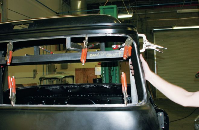 Premier Street Rods 1955 1959 Chevrolet Cab Panels Clamped In Place In Pinch Weld Areas With Temporary Rivets On Edges