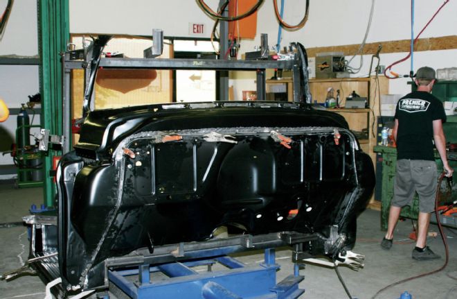 Premier Street Rods 1955 1959 Chevrolet Cab Positioning The Cowl On Top With Rivets And Clamps