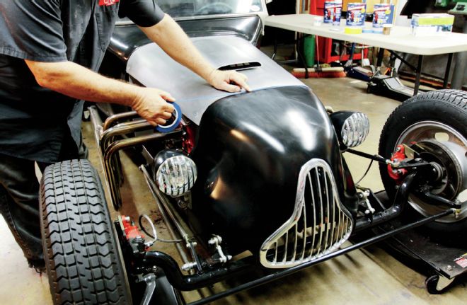 1927 Track T Hood And Grille About To Be Taped