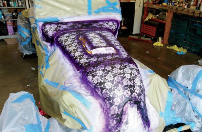 1927 Track T Hood Exposed Candy Purple Painted On Lace Then Clear Gloss